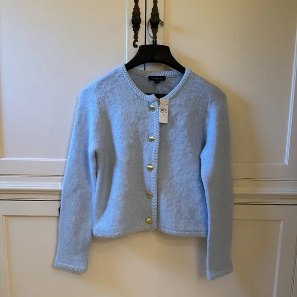 ANN TAYLOR NWT M Brushed Sweater Jacket in Light Blue - Picture 1 of 2